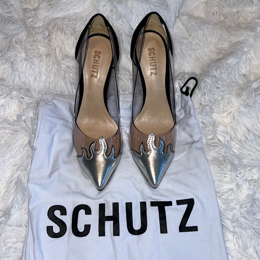 Schutz Silver Flame Pumps
